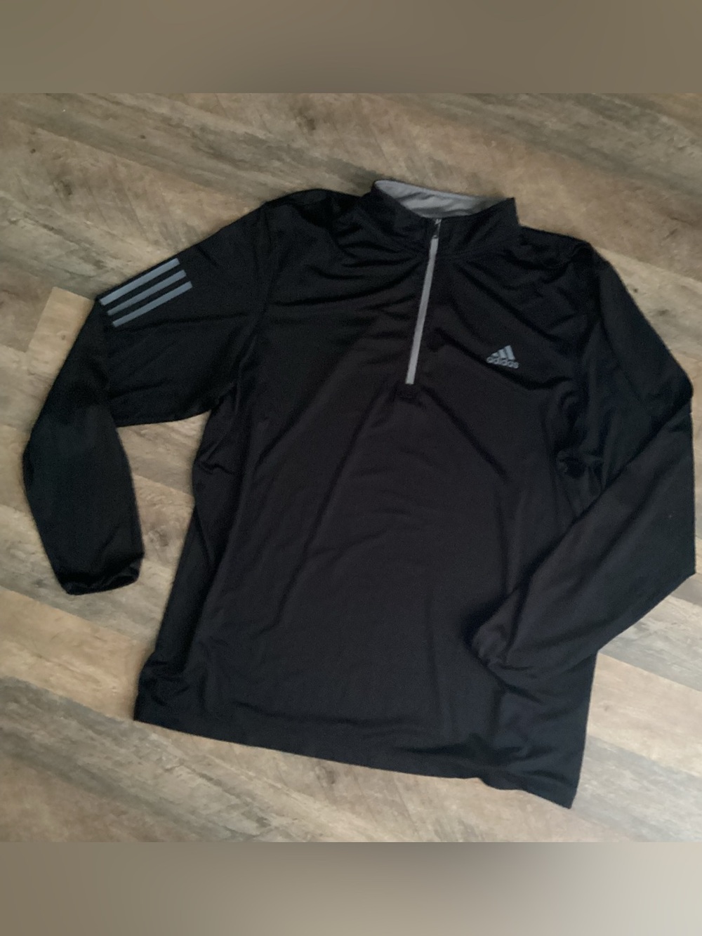adidas Black Quarter-Zip Athletic Pullover with Gray Accents